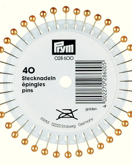 40st Knappnålar Pärlemo/Guld extra långa 0,58x40 mm