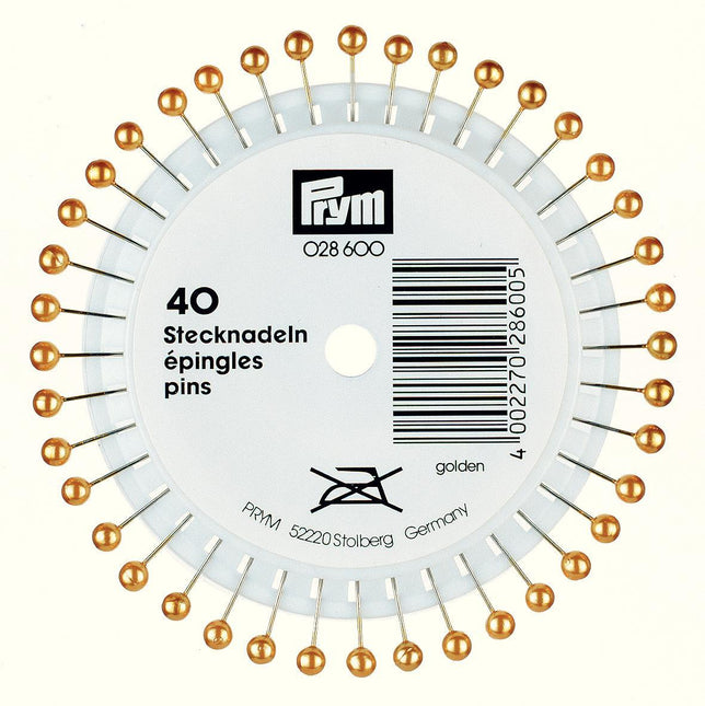 40st Knappnålar i Guld extra långa 0,58x40 mm