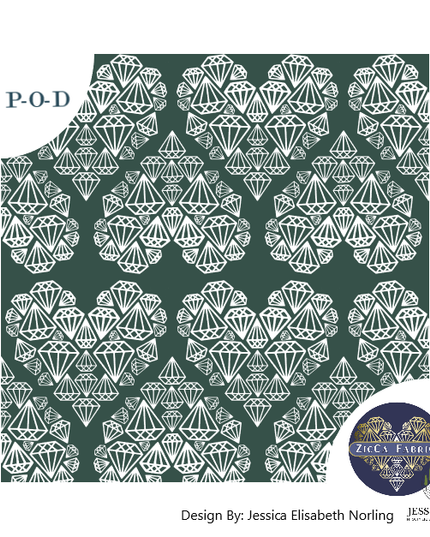 Diamanthjärtan dark green Bomullsjersey 240gsm