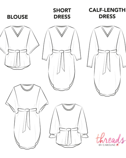 "Emma - Blouse & Dress" sewing pattern in paper form