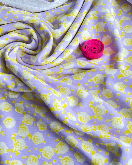 Roses Yellow/Purple Cotton Jersey 240 grams