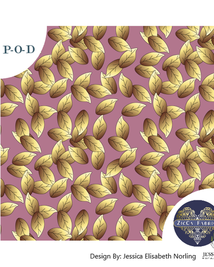 Gold leaf mist pink Linen fabric 180gsm