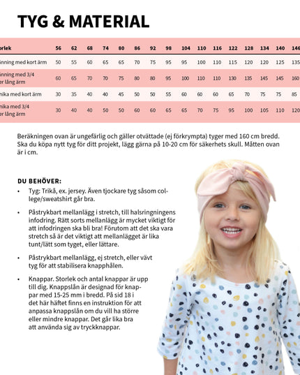 "Olivia Tunika/Klänning" symönster i pappersform
