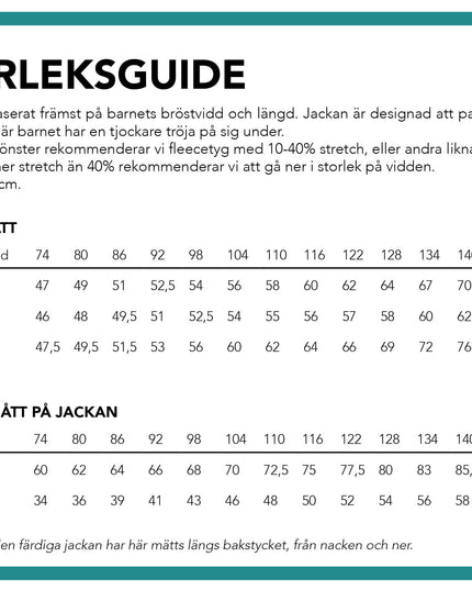 "Wilma & Wide - Jacka" symönster i pappersform