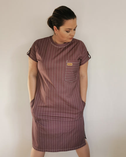 Pinstripe Dark Old pink/Creme - TENCEL™Jersey