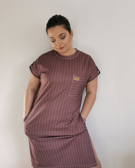 Pinstripe Dark Old pink/Creme - TENCEL™Jersey