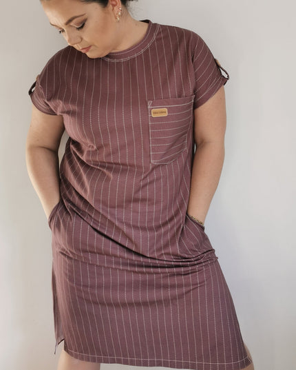Pinstripe Dark Old pink/Creme - TENCEL™Jersey