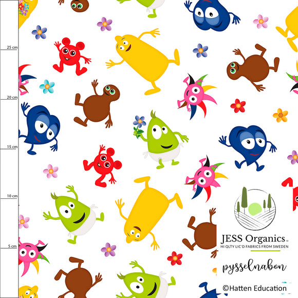 FB Babblarna - Flowers white (Cotton Jersey)