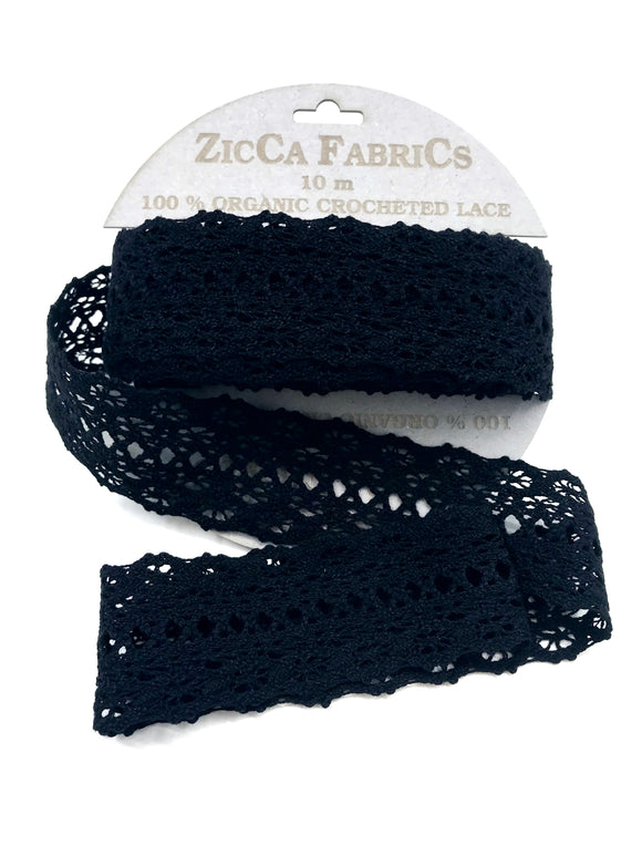Organic Crochet Cotton Lace Black