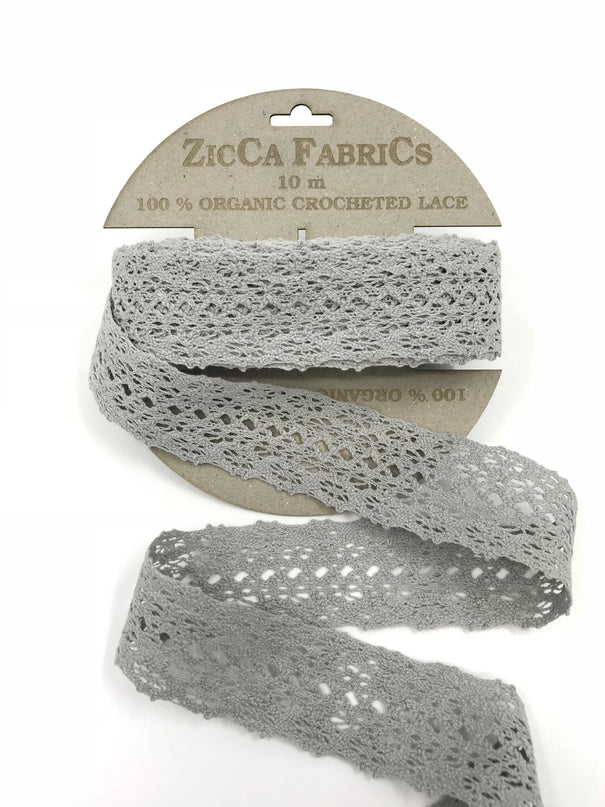 Organic Crochet Cotton Lace Cool Gray