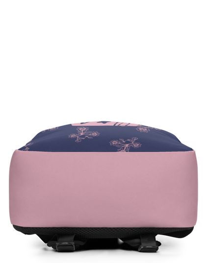 Ryggsäck - Floral & Letter Pink/Blue (Välj egen bokstav/färg!)