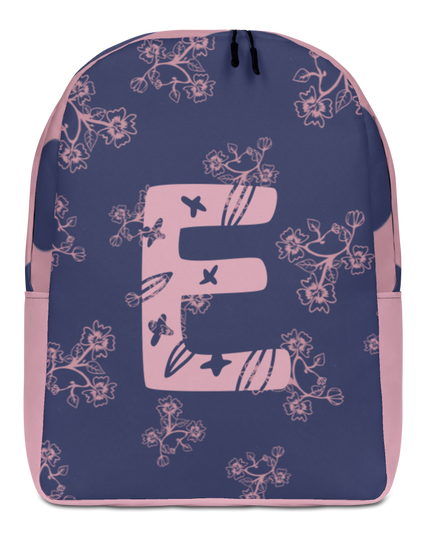 Ryggsäck - Floral & Letter Pink/Blue (Välj egen bokstav/färg!)