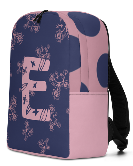 Ryggsäck - Floral & Letter Pink/Blue (Välj egen bokstav/färg!)