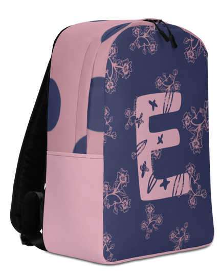 Ryggsäck - Floral & Letter Pink/Blue (Välj egen bokstav/färg!)