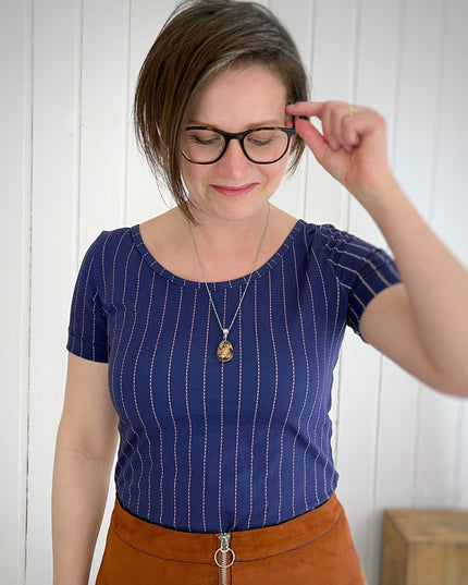 Pinstripe Indigo/Old Pink - TENCEL™Jersey