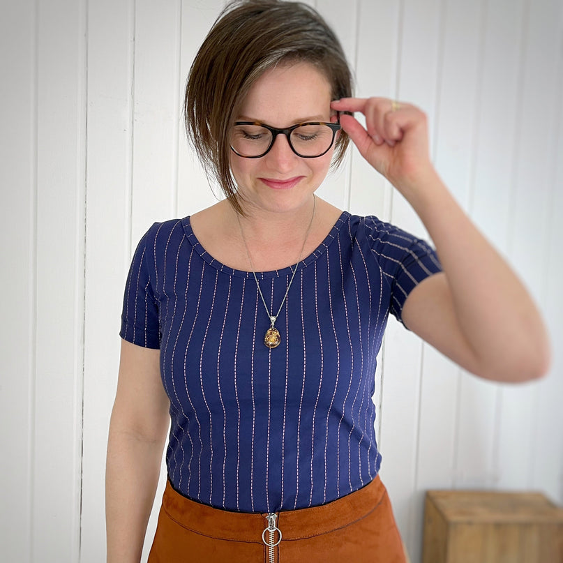 Pinstripe Indigo/Old Pink - TENCEL™Jersey
