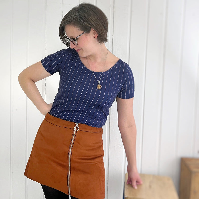 Pinstripe Indigo/Old Pink - TENCEL™Jersey