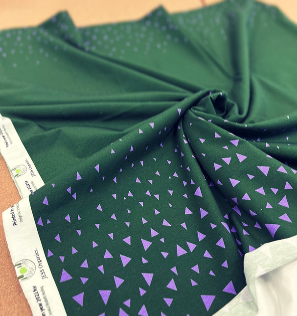 Triangles Wave Panel Dark Green/Light Purple - TENCEL™Jersey