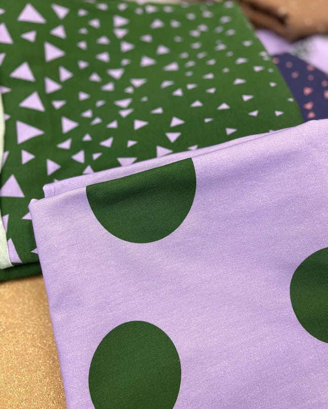 Triangles Wave Panel Dark Green/Light Purple - TENCEL™Jersey