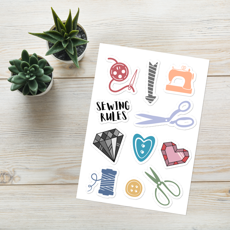 Klisterlappar / stickers "sewing rules"