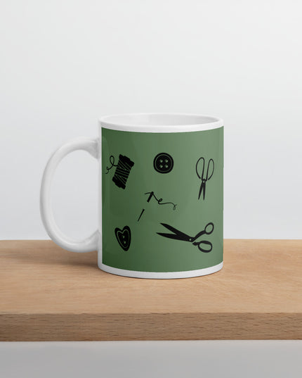 Mug - "Sewing is my therapy" Green