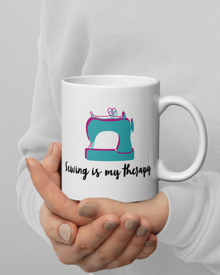 Mug - "Sewing is my therapy" Colorful