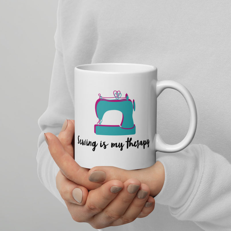 Mug - "Sewing is my therapy" Colorful
