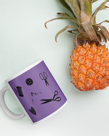 Mug - "Sewing is my therapy" Purple