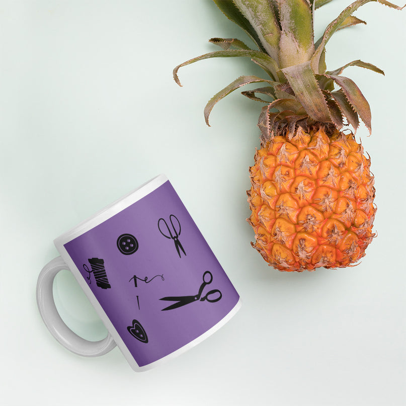 Mug - "Sewing is my therapy" Purple